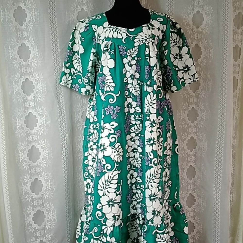 Vintage ChinLan Made In Hawaii USA Women Floral Muu Dress Size XL